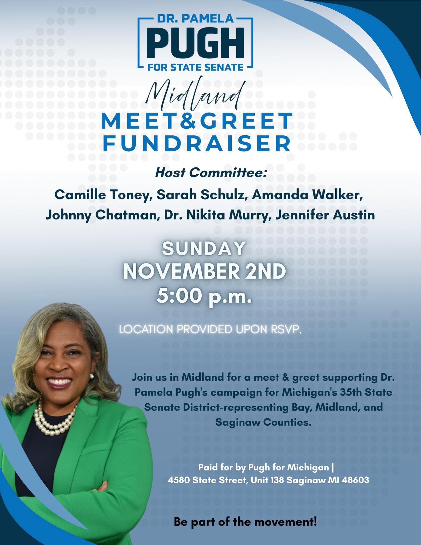 Midland fundraiser flyer for Dr. Pamela Pugh