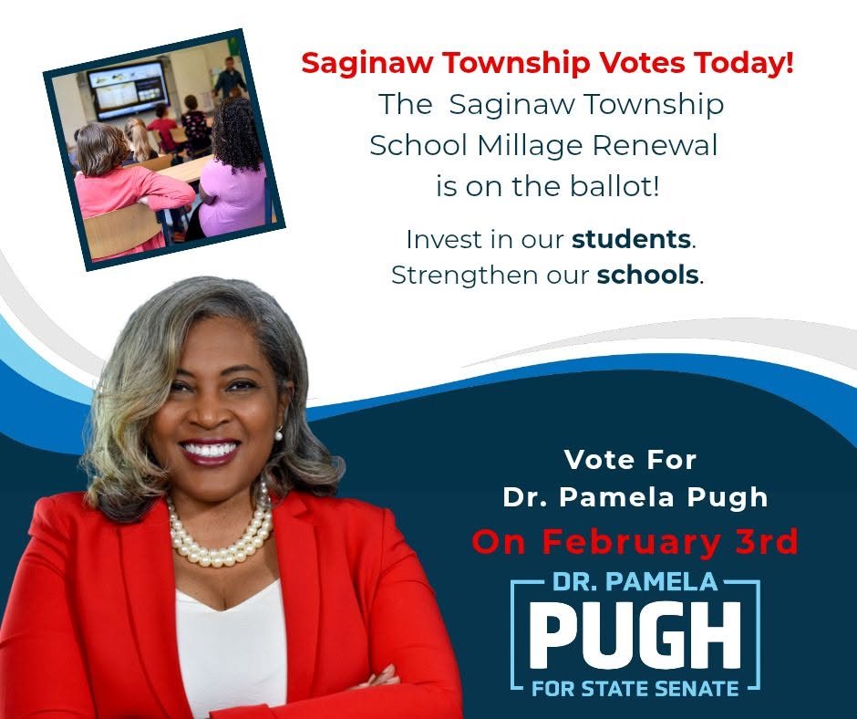 Get-out-the-vote post for the Saginaw Township school millage renewal with Dr. Pamela Pugh