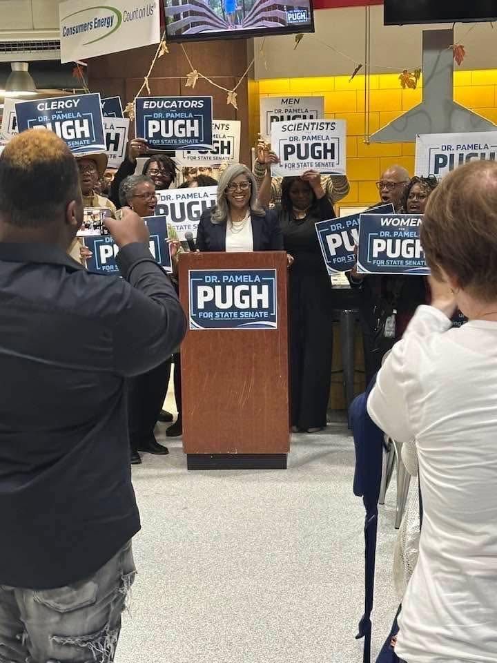 Campaign signage at a rally